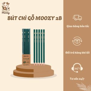 Hộp 10 Bút Chì Gỗ 2B Moozy MZ-05 Nét Rõ Ràng Đều Màu Chì