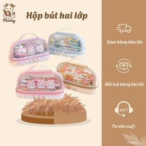 Hộp Bút Hai Lớp Mozzy Chống Thấm Nước Đựng Nhiều Đồ